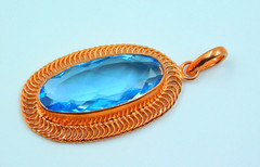 Handmade Copper Designer Rose Gold Polished Pendant Faceted Hydro London BT Qtz
