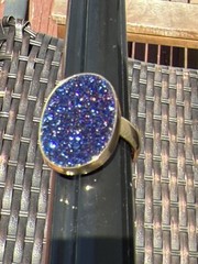 Signed Charles Albert Alchemia Druzy Deep Blue Statement Ring, Adjustable