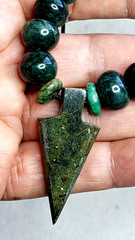 Arrowhead Serpentine with Guatemala Jade handmade necklace, hand braided.