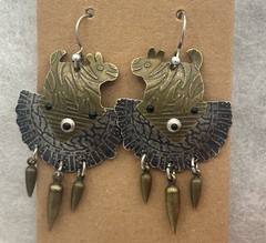 Jane Carpenter Millodot Mixed Metal Sterling Silver Brass Figural Earrings Dangl