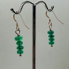 Emerald AAA Gemstone Earrings with 14K Rose Gold Filled Findings| 1″ Long «