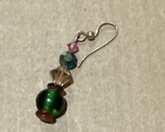 Handcrafted Crystal Earrings Pink Green Yellow Red Gold toned Drop Hook