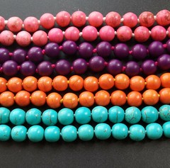 8mm Blue howlite turquoise Necklace Gemstone Bead Knotted 18″24″ 36″ 48″ Lariat