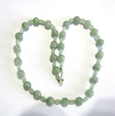 Vintage Jade Bead 8mm Round Necklace 18 inches 925 Sterling Silver