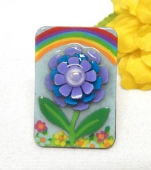 Collectible Handcrafted Echo & Hara Dimensional Flower & Rainbow Brooch Pin