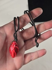 Unisex Necklace Pendant Red Human Heart Clay Handmade Black Cord 16″ To 20″ Love