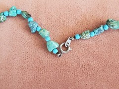 GENUINE STONE NECKLACE, 18 INCHES LONG, HAND-MADE, 10mm NATURAL TURQUIOSE