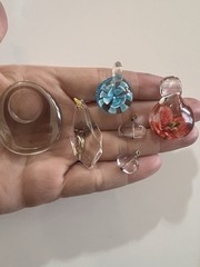 Mixed Art Glass Crystal Stone Pendant Lot Lampwork Floral Donut 6 Pc