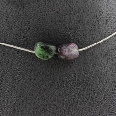 Epidote Necklace With 2 Pearls From Myanmar. Steel Chain Women’s Necklace