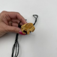 Wooden Totem Tiki Pendant Necklace Hand Carved 3.5″ Black String Adjustable