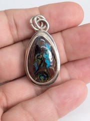 Koroit Picture Solid Australian Opal Artisan Hand Made Sterling Pendant .A32f