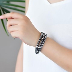 Handmade 8mm Hematite Beaded Bracelet for Protection & Style