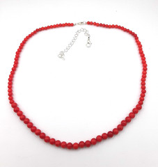 Genuine Undyed Red Coral Bead Necklace 4 to 6 mm 17 inch 925 Sterling Silver