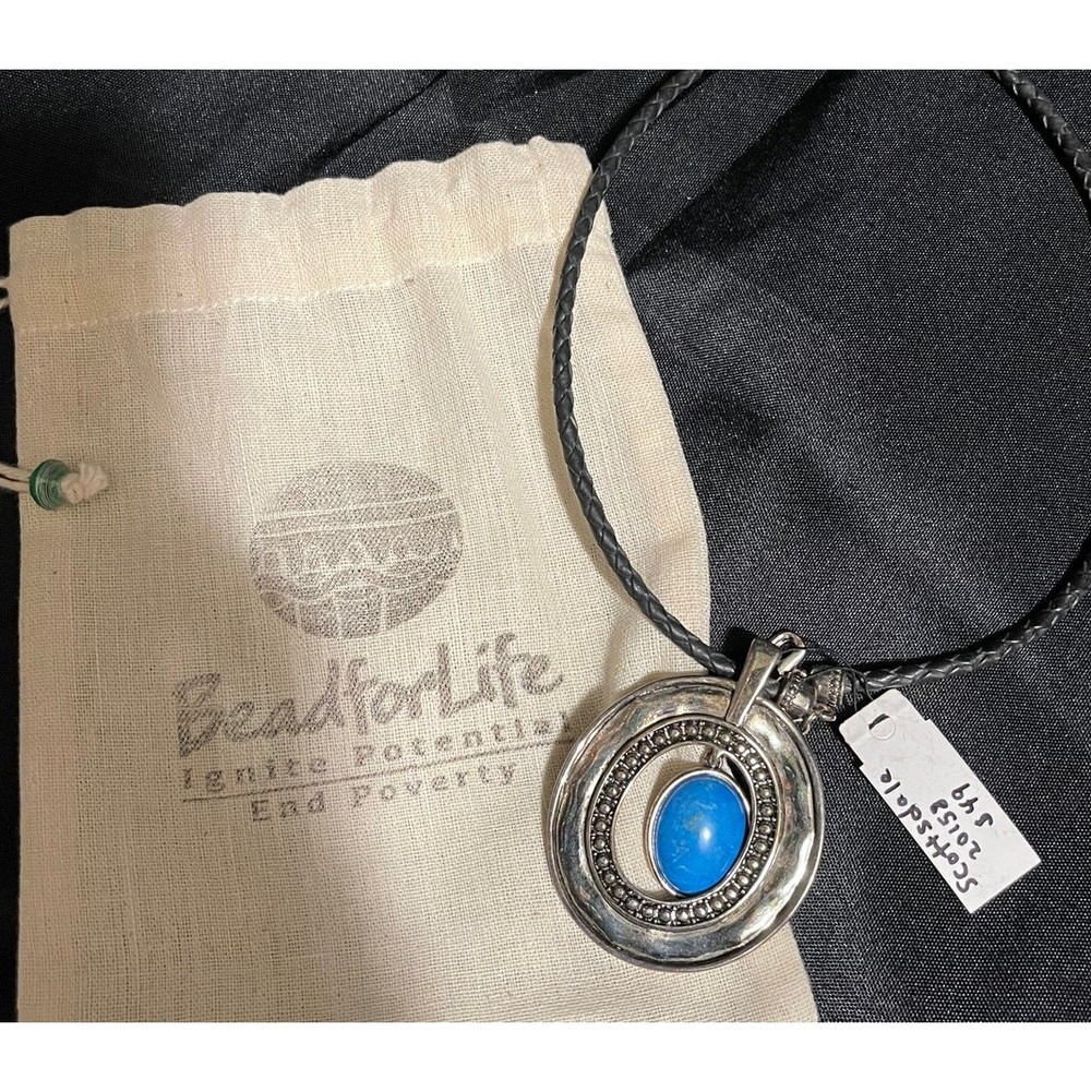 Bead for Life Turquoise & Silver Necklace – Brand New – With Bag