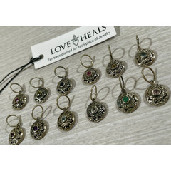 Love Heals Blue Zircon DECEMBER Birthstone Round White Bronze Charm LH93