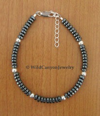*Handmade* Hematite Gemstone & Sterling Silver Adjustable Bracelet