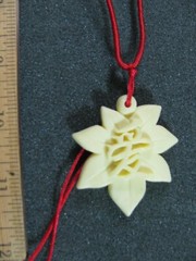 Carved Ox born Pendent Chinese Character Love爱 On Leaf Adjustable Red String