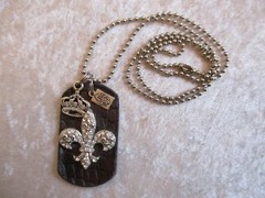 Kate Mesta Dog Tag Fleur-de-Lis Chain Necklace