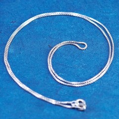 18”, 1mm, vintage Sterling silver necklace, 925 box chain, stamped 925 Italy