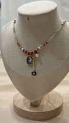 Handcrafted Multicolor Beaded Statement Necklace with Asymmetrical Charm Pendant