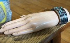 Rare Brutalist Tufa Cast Sterling Bracelet With Turquoise, Signed,free Shipping