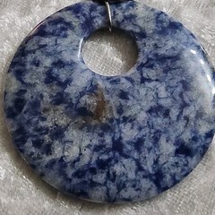 Sodalite Pendant Necklace 19” Round Stone Pendant ~ Lobster Claw Clasp Artisan