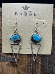 Barse by Leah Tahiti Earrings- Zinc Infused Turquoise -Silver- NWT