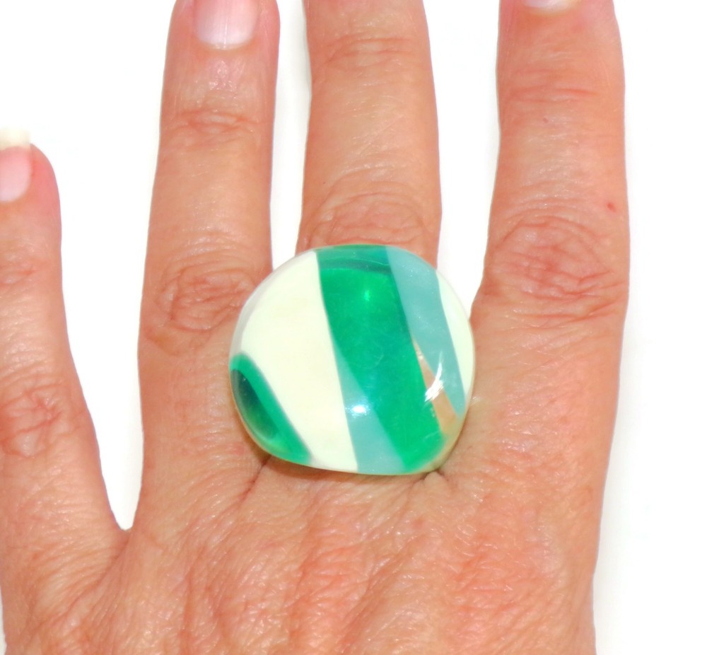 Sobral Planets Saturno Green Neturno Artist Made Statement Ring Size 9.75