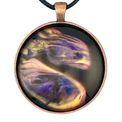 Pendant Necklace Handmade «Stormy Skies» Copper Bezel & Tray 38mm Black Cord