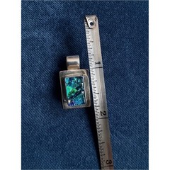 950 Sterling Silver blue and green dichroic glass Pendant