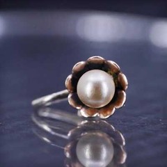 Vintage vermeil gold over sterling Silver 925 screw back SINGLE EARRING! pearl