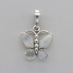 Rainbow MOONSTONE Butterfly Pendant Genuine Natural 925 STERLING SILVER #9e