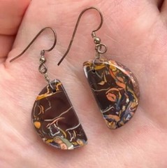 Australian Boulder Opal Sterling Silver Moon Earrings Handmade Natures Art 925