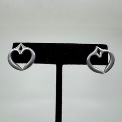Lovell Designs Merrymeeting Bay Dolphin Heart Post Earrings Pewter Ken Kantro