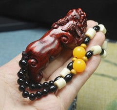 Raw Wood Pendant Carved Pi Xiu Car Ornament Made of Rhino Horn Rosewood
