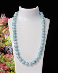 GENUINE LARIMAR BEADED NECKLACE DOMINICAN PECTOLITE OCEAN BLUE GEM
