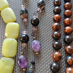 Lot of 8 Stone Bead Necklaces Various Shapes Sizes Colors Amethyst Garnet Quartz