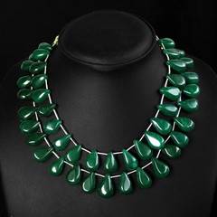 TOP SELLING 489.50 CTS NATURAL ENHANCED GREEN EMERALD BEADS NECKLACE – (DG)