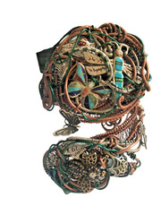 Wire Wrapped Bracelet, OOAK, My Garden Inspiration, Jeweled Insects, Fits Most