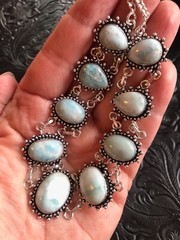Blue Skies Larimar Pendant Necklace Sunflower Bezel 21″ Artisan Southwest