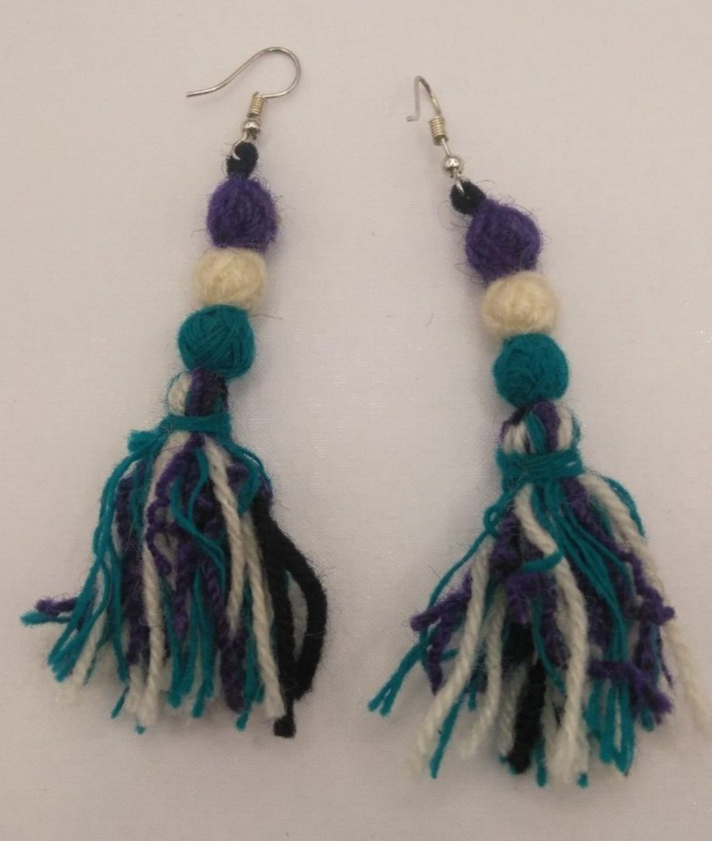 Alpaca Earrings for Women, Multicolored Threads, Cusco