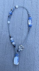 Blue Agate Beaded Loop Necklace & Bracelet Set by Amy Leiner Designs