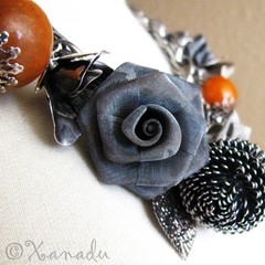 Autumn Treasures Fall Themed Antiqued Silver Artisan Crafted Statement Necklace