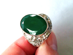 Green Onyx (D) Dragon Ring / size 5 / 925 Sterling Silver / 9.75ct, 11.5g