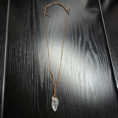 Natural Clear quartz crystal point Copper wire wrapped pendant