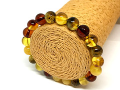 Amber Bracelet Gift Round Beads Natural BALTIC Multicolor Genuine 8,6g 18438