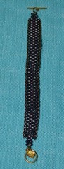 Gunmetal Gray/Blue Gorgeous Handmade Beaded Bracelet with Gold Toggle Clasp 7 in