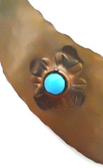 Hammered Copper Turquoise Choker Necklace Crescent Southwestern Adjustable