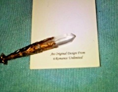 AVENTURINE Bead & Swarovski Crystal LEMURIAN Quartz Point PENDANT Wand Ornament