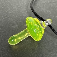 Handblown Art Glass UV Reactive Mushroom Pendant Green UG Borosilicate Heady